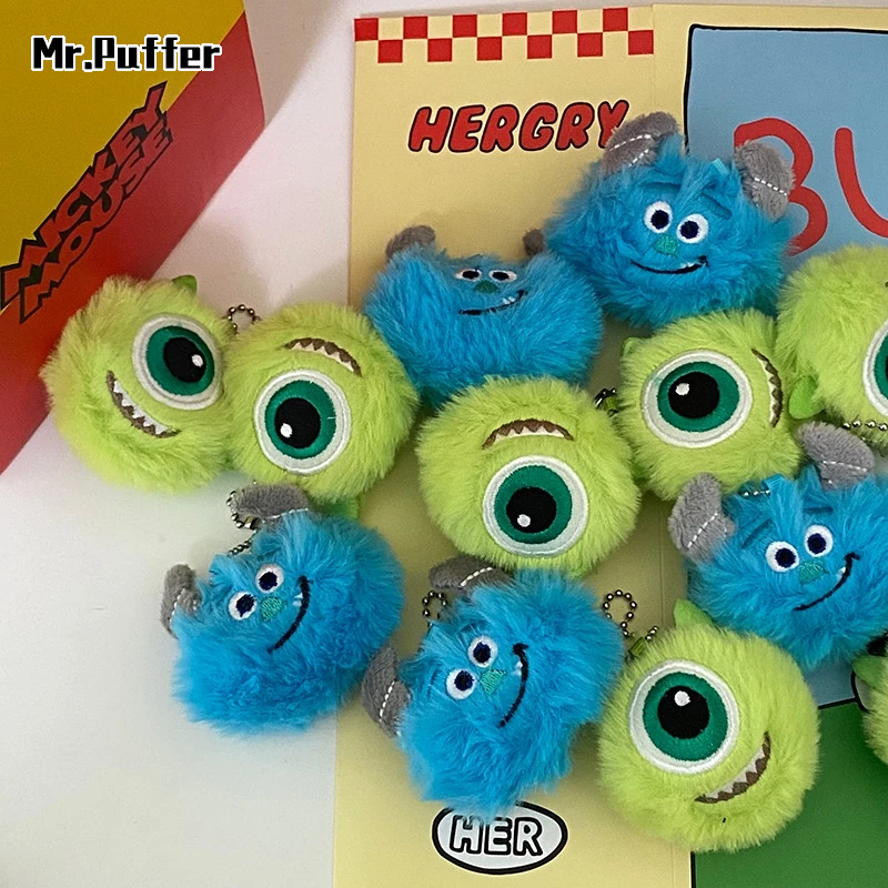 Mr.puffer Móc Khóa Búp Bê Đôi Mắt To Nhồi Bông Màu Xanh Dương / Xanh Lá Cây Vui Nhộn Sáng Tạo Thích Hợp Làm Quà Tặ