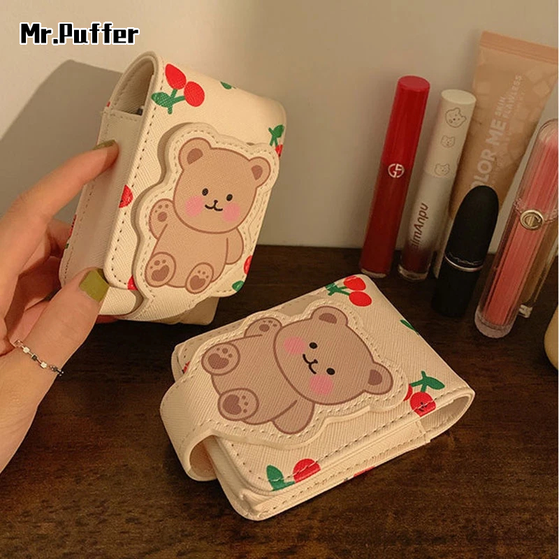 Mr.puffer Túi Đựng Son Môi / Đồ Trang Điểm mini Có Gương Hình Gấu Mang Đi Du Lịch Tiên Tiến