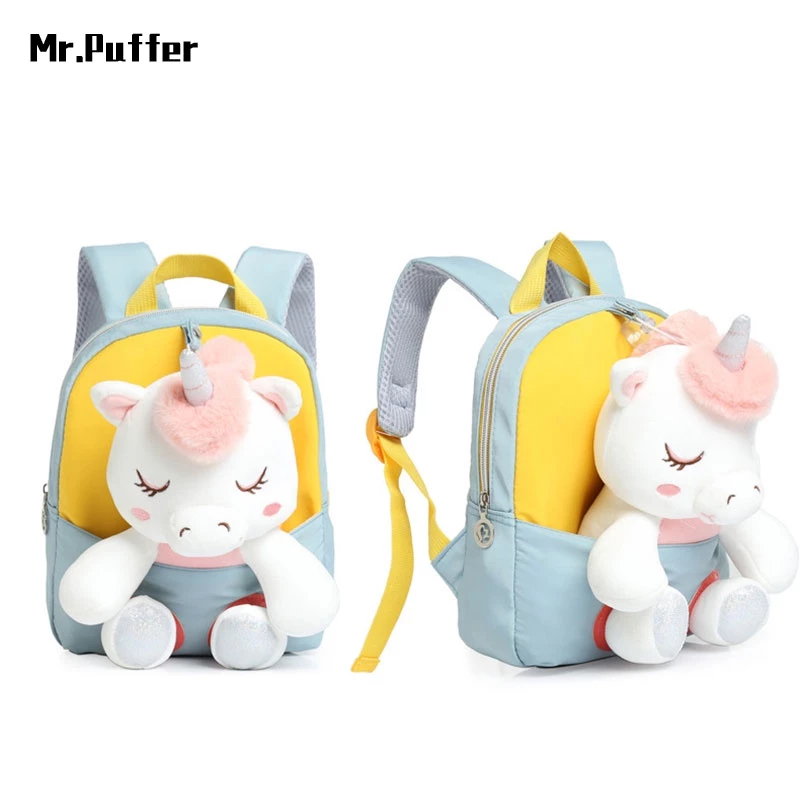 Mr.Puffer Ba Lô Đi Học Siêu Nhẹ Đính Thú Nhồi Bông Hoạt Hình One Piece Dễ Thương Cho Bé Mẫu Giáo