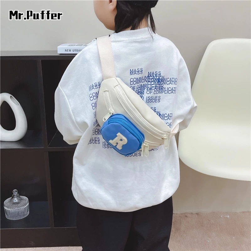 Mr.puffer Túi Đeo Chéo Ngực Đựng Tiền Xu Trọng Lượng Nhẹ In Chữ Phong Cách Bóng Chày Hàn Quốc Phối Màu Nổi Bật Dành Cho Bé Trai Bé Gái