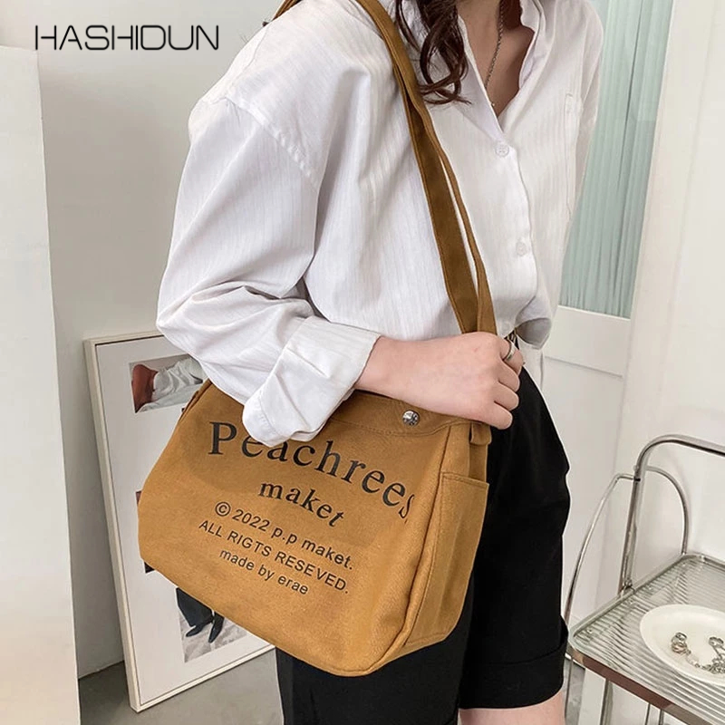 HASHIDUN Túi Xách Đeo Vai Bằng Vải canvas Sức Chứa Lớn Phong Cách Phương Tây Cho Nam Và Nữ