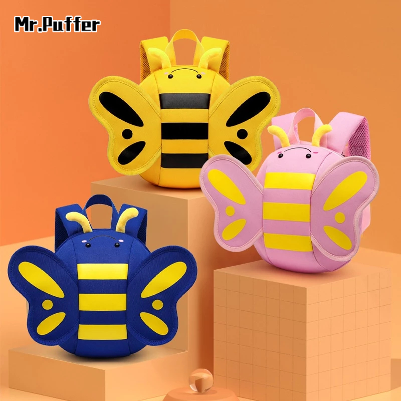 Mr.puffer Ba Lô Đi Học Vải canvas Họa Tiết Bướm Nghệ Thuật Cá Tính Cho Bé Mẫu Giáo