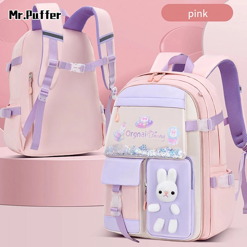 Balo đi học MR PUFFER thiết kế túi cát chảy phong cách mới cho nữ sinh tiểu học/ lớp hai/ lớp 3 tới lớp 6