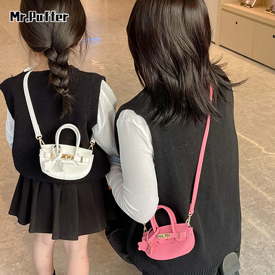 Mr.puffer ins Túi Đeo Chéo mini Hình Bán Nguyệt Phong Cách Hàn Quốc Cho Bé Gái
