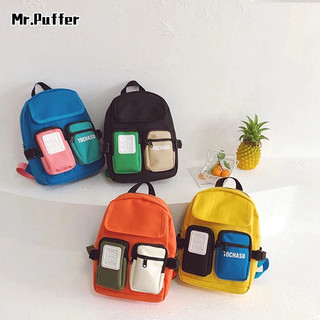 Mr.puffer ba lô đi học phối màu tương phản thời trang cao cấp cho bé trai và bé gái