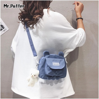 Mr.puffer túi vải đeo chéo hình gấu dễ thương cho nữ