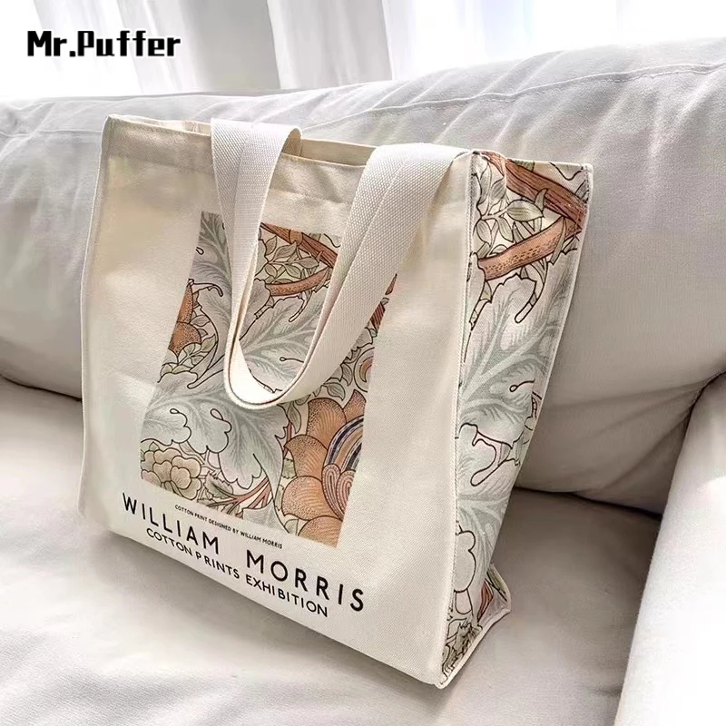 Mr.puffer Túi Xách canvas Sức Chứa Lớn Đựng Sách Đi Học / Mua Sắm Cho Nữ