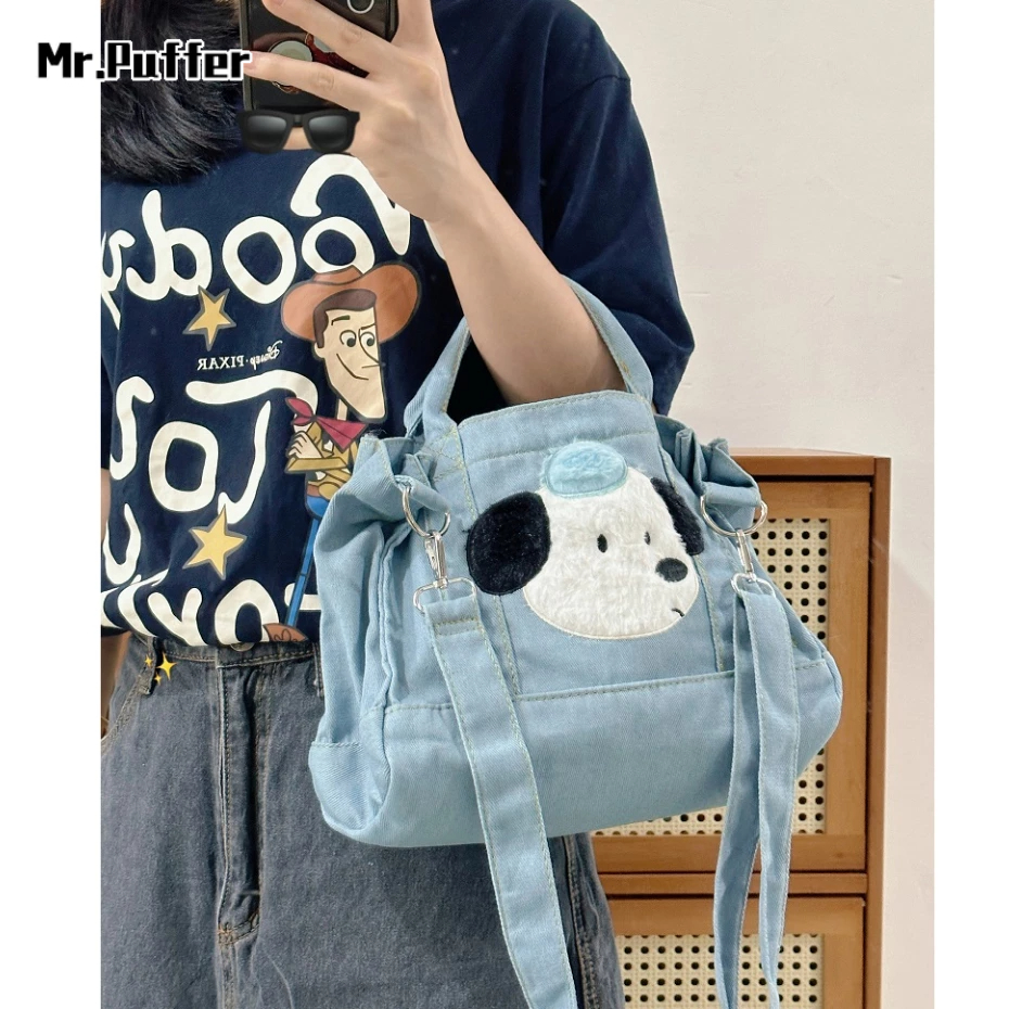 Mr .-Puffer Túi denim Đeo Vai Bằng Vải Lông Nhung Dễ Phối Đồ Phong Cách Mới Cho Nữ Sinh