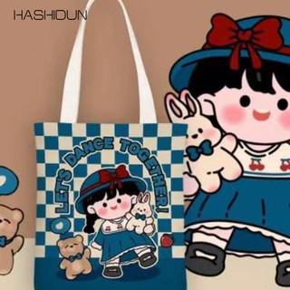 Túi vải canvas HASHIDUN cỡ lớn thiết kế đơn giản dễ thương cho nữ