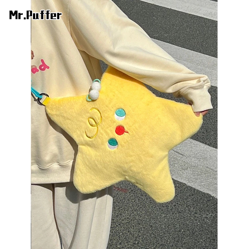 Mr.puffer Túi Đeo Chéo Vai Bằng Vải Bông Họa Tiết Ngôi Sao Cá Tính Thời Trang Đơn Giản Dành Cho Bạn Nữ