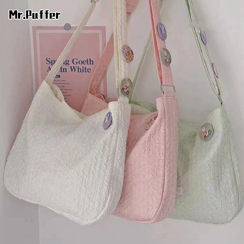 Mr.puffer Túi tote Đeo Vai Sức Chứa Lớn Phong Cách Nhật Bản Dễ Phối Đồ Cho Nữ