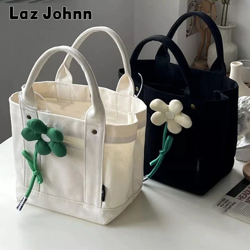 Laz Johnn Túi canvas Đựng Hộp Cơm Trưa / Mỹ Phẩm Màu Trơn handmade Phong Cách Nhật Bản