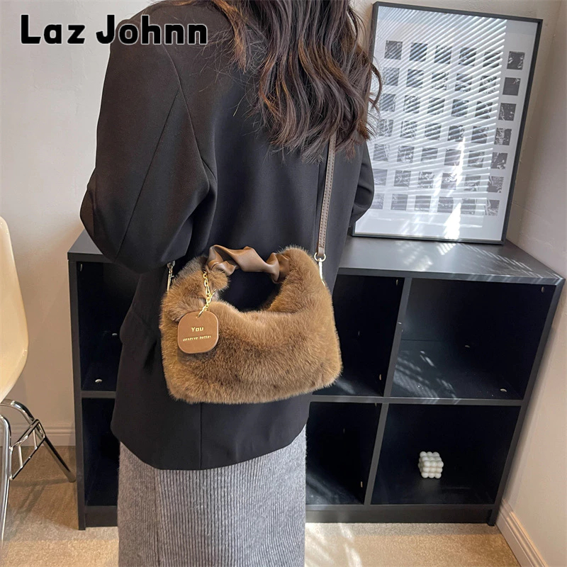 Laz Johnn Túi Xách Lông Nhung Đeo Chéo Hình Trái Tim Thời Trang Hàn Quốc Dành Cho Nữ