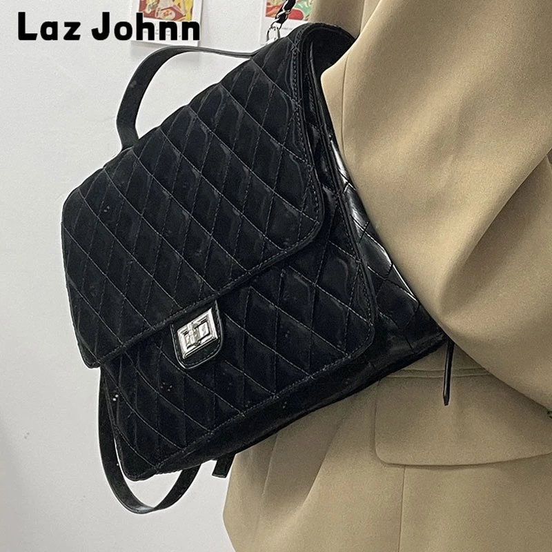 Laz Johnn Túi Xách Đeo Vai Hình Vuông Cỡ Lớn Phối Dây Đeo Sợi Xích Thời Trang Cho Nữ