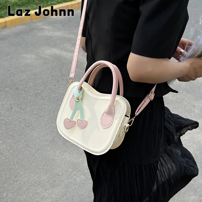 Laz Johnn Túi Xách Da PU Màu Trơn Họa Tiết cherry Thời Trang Cho Nữ