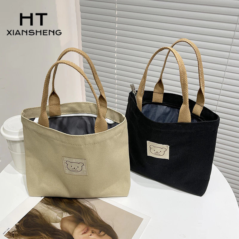 HT XIANSHENG Túi vải Sức Chứa Lớn Thiết Kế Đơn Giản Thời Trang Nhật Hàn Cho Nữ