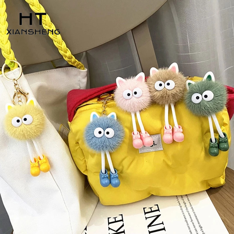 HT XIANSHENG Móc Khóa Hình Búp Bê Hoạt Hình Nhồi Bông Đáng Yêu