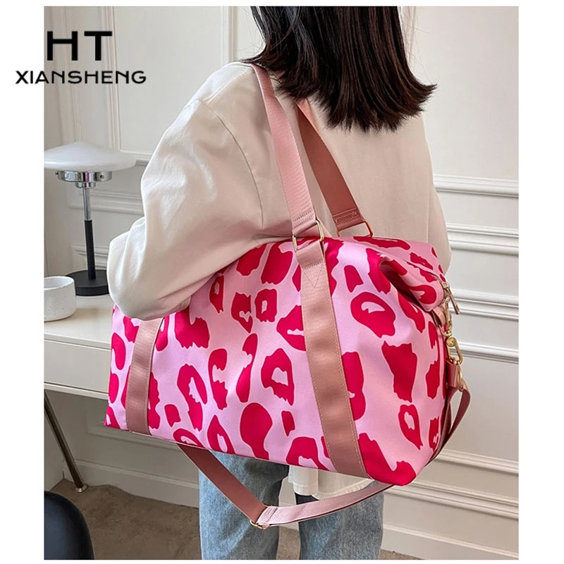 HT XIANSHENG Túi Đựng Hành Lý Du Lịch Sức Chứa Lớn Họa Tiết Gia Súc Chống Nước Khô Và Ướt Kiểu Âu Mỹ