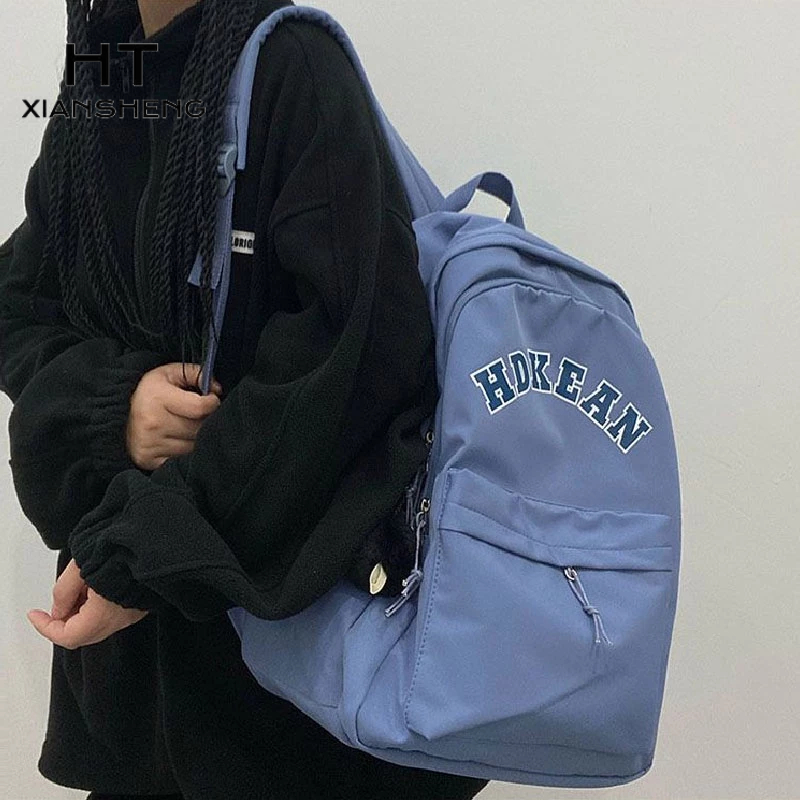 HT XIANSHENG Ba Lô Klein Màu Xanh Dương Sức Chứa Lớn Phong Cách Nhật Bản Đơn Giản Thời Trang Thường Ngày Cho Nam Và Nữ gửi mặt dây chuyền