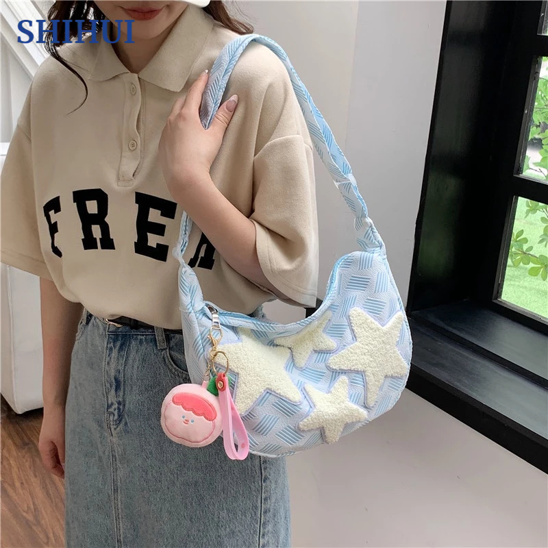 SHIHUI All-match nhật bản túi vải thường túi cô gái dễ thương túi thời trang messenger túi đeo vai ngôi sao năm-điểm mới