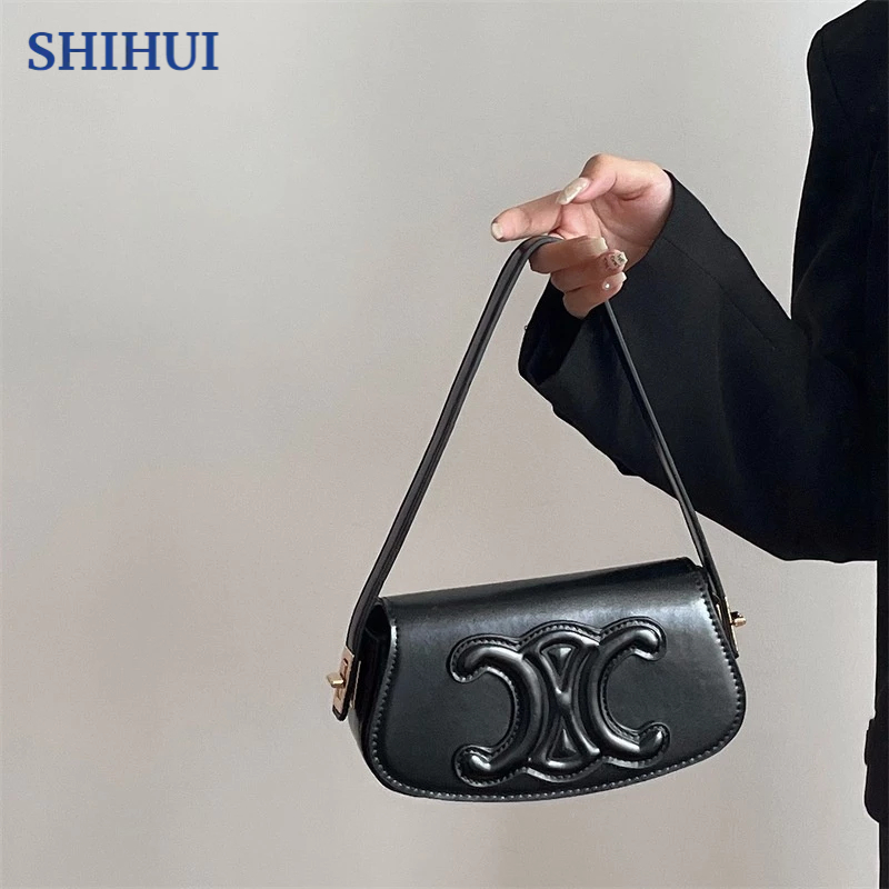 Túi đeo chéo SHIHUI màu trơn đơn giản phong cách cổ điển cao cấp dành cho nữ