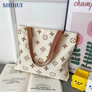 SHIHUI Túi tote Đeo Vai Vải canvas Cỡ Lớn Thiết Kế Đơn Giản Thời Trang Cho Nữ moc khoa cute rẻ