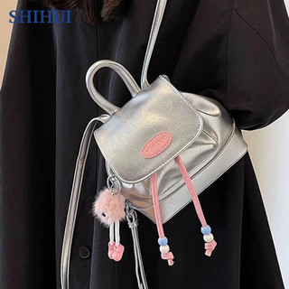 SHIHUI Ba Lô Vải denim y2k Phối Màu Tương Phản Phong Cách Âu Mỹ Dễ Thương Cho Nữ