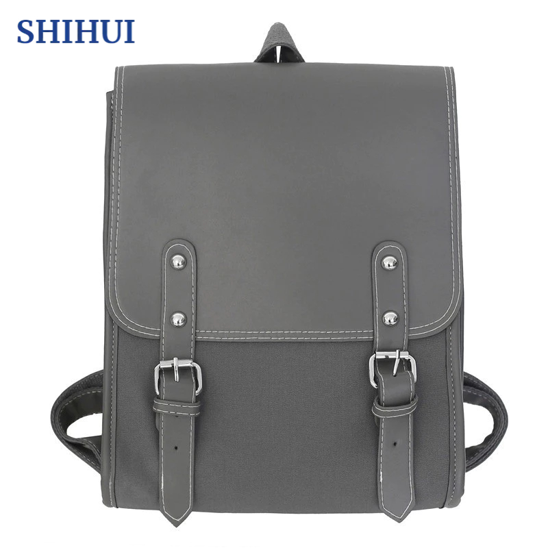 SHIHUI Ba Lô Da Mềm Phong Cách vintage Nhật Bản Thời Trang