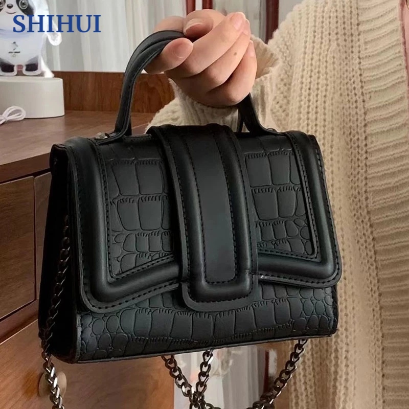 SHIHUI Túi Đeo Chéo Giả Da Cá Sấu Màu Sắc Thời Trang