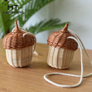 Ht xiansheng giỏ tre đan mây mini dễ thương dùng làm đạo cụ chụp ảnh cho bé