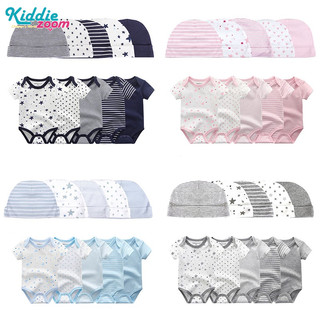 Bộ 5 bodysuit cho bé sơ sinh + Bộ 5 mũ sơ sinh bông dễ thương bộ body cho bé quần áo trẻ em sơ sinh 0 6 tháng