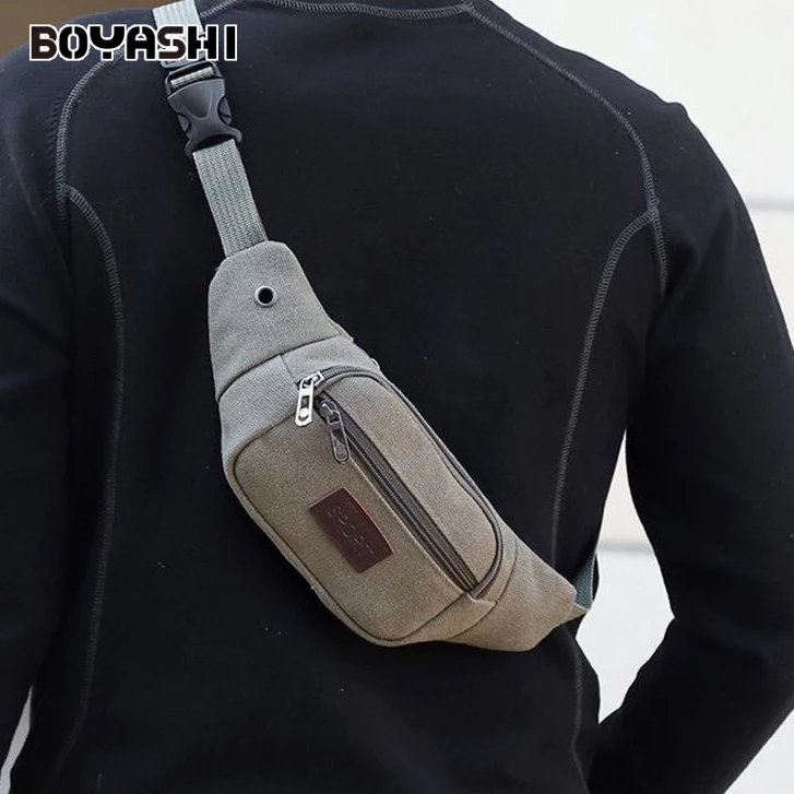 BOYASHI Túi Đeo Chéo Ngực Đựng Điện Thoại Bằng Vải Canvas Phong Cách Retro Cho Nam