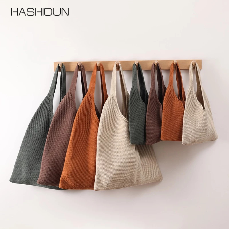 HASHIDUN Túi Xách Đan Len Phong Cách Hàn Quốc Đơn Giản Cho Nữ