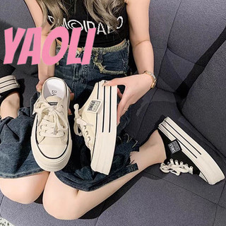 YAOLI  Giày Sandal Phong Cách Mới Vải Áo Khoác Ngoài Thời Trang Hàn Quốc Đế Dày Tăng Giày Dép Phù Hợp Với Tất Cả Các