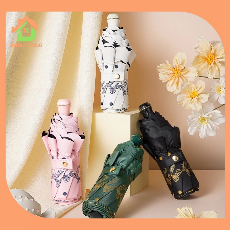 BEIDUOYANG Dù Che Mưa Nắng 50% Bằng Hợp Kim Nhôm vinyl Phối Ren Nơ