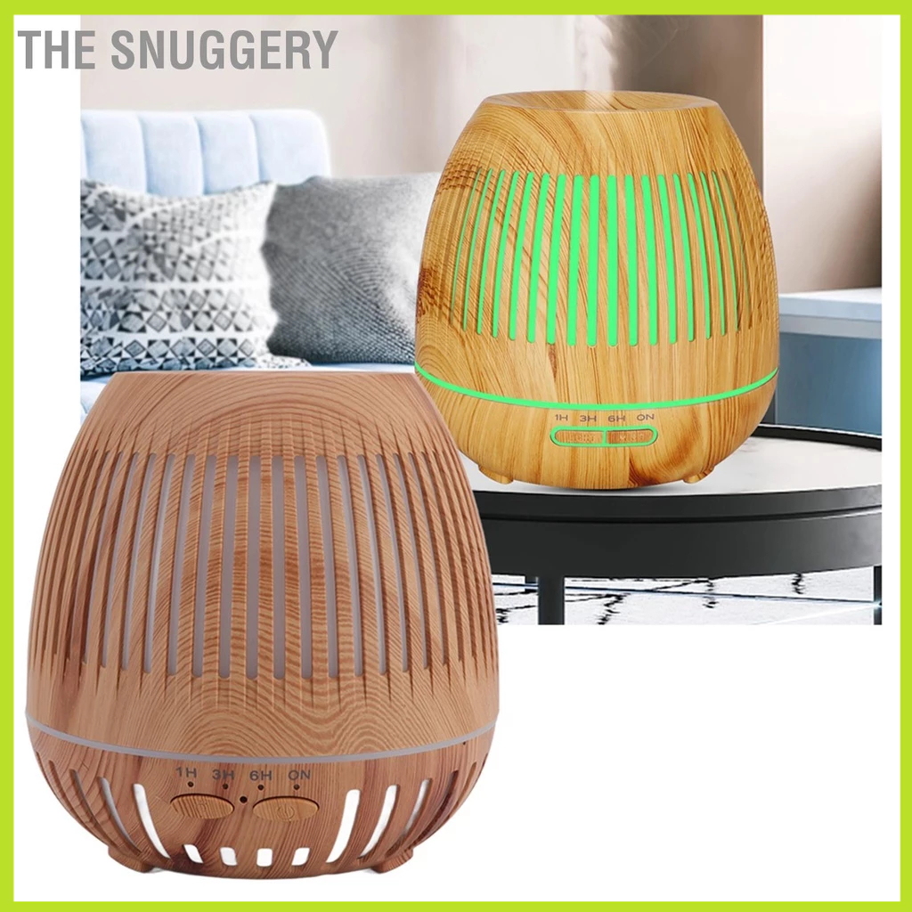 The Snuggery Máy tạo độ ẩm hạt gỗ 400ml 8W 24V Điều khiển từ xa 35db khuếch tán tinh dầu cực êm với đèn LED nhiều màu sắc 100‑240V