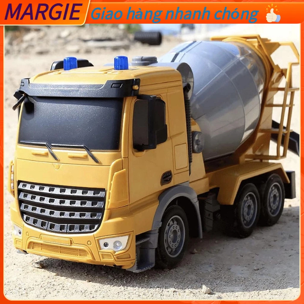 Máy Trộn Xi Măng Đồ Chơi Xe Tải Mô Phỏng Cao Điều Khiển Từ Xa RC Bê Tông Ô Tô Cho Trẻ Em MARGIE