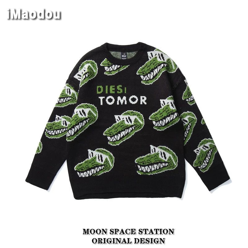IMaodou Áo sweater Cổ Tròn Dáng Rộng In Họa Tiết Hoạt Hình Phong Cách Mỹ Thời Trang Xuân Thu Cho Nam