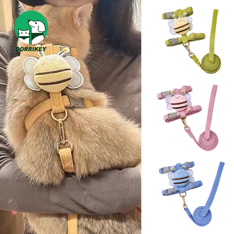 DORRIKEY Dây dắt kèm yếm lưng cho mèo/Dây xích dễ thương thú cưng hzmps0085