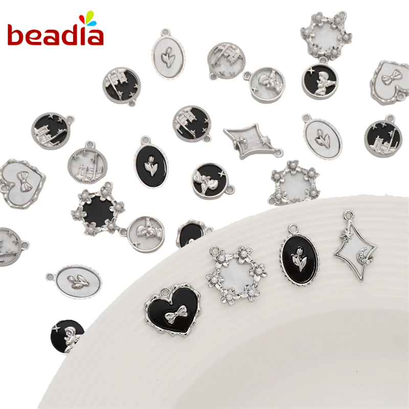 Beadia 1 Mặt Dây Chuyền Hình Hoa Hồng / Bướm / Mặt Trăng Bằng Hợp Kim diy