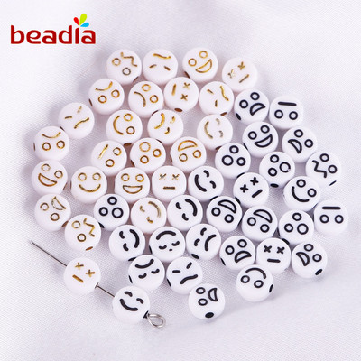 200 Hạt cườm Beadia bằng nhựa hình biểu tượng cảm xúc dùng làm trang sức diy