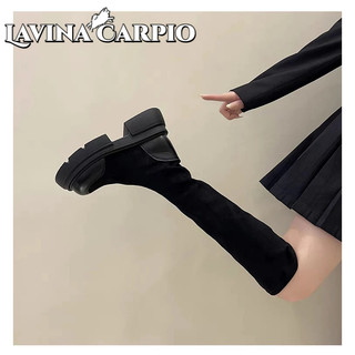 Lavia Carolio Giày Bốt Đen Đế Dày Phong Cách retro Cho Nữ