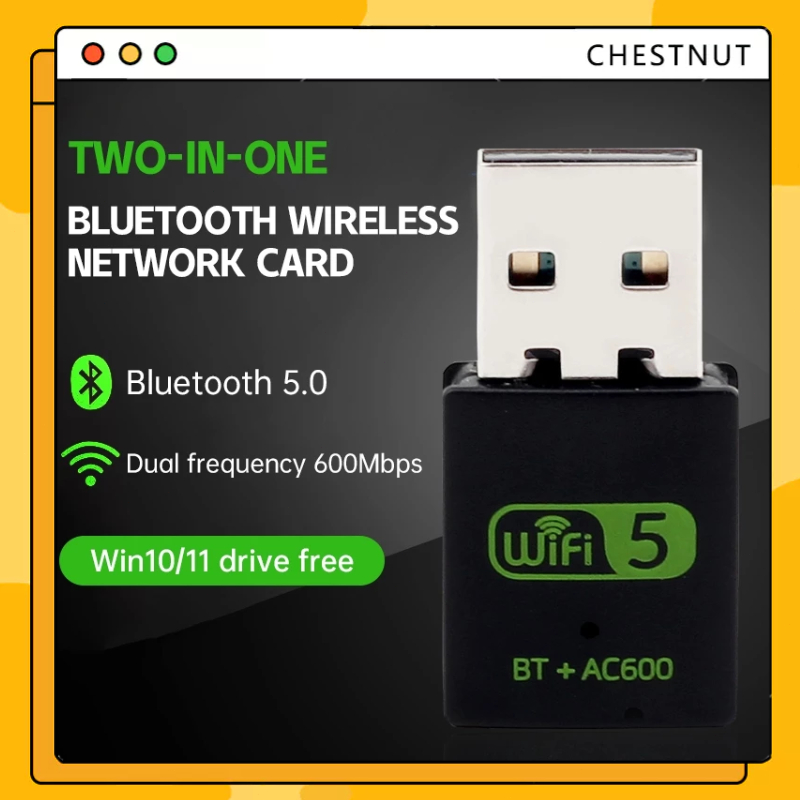 COD❤️USB WiFi + BLUETOOTH 600Mbps 5G đầu thu wifi cho pc laptop card mạng wifi bluetooth-CT