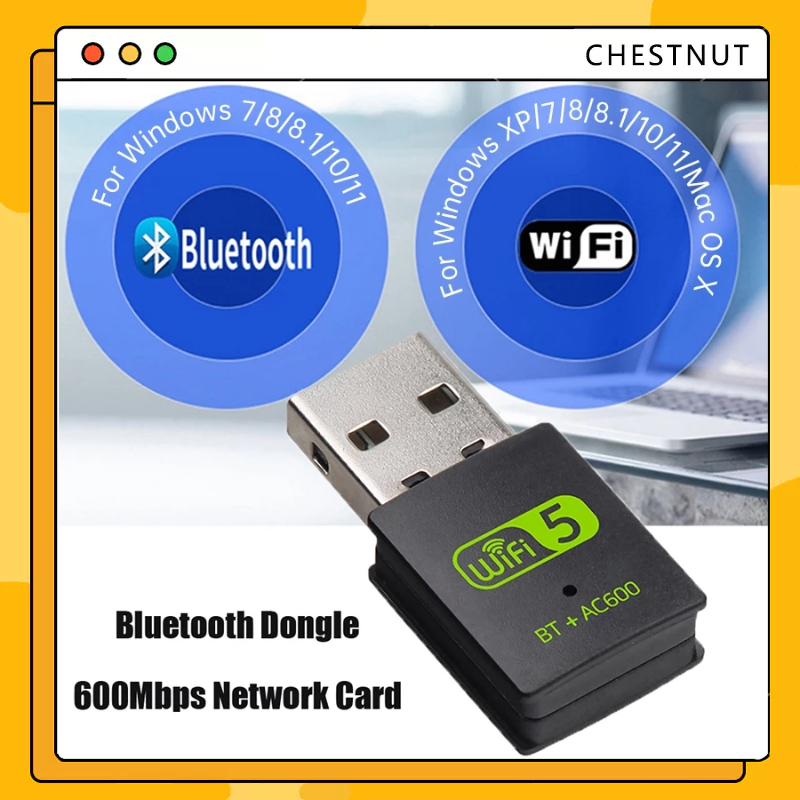COD❤️USB WiFi + BLUETOOTH 600Mbps 5G đầu thu wifi cho pc laptop card mạng wifi bluetooth-CT