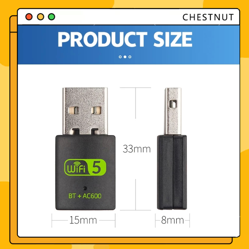 COD❤️USB WiFi + BLUETOOTH 600Mbps 5G đầu thu wifi cho pc laptop card mạng wifi bluetooth-CT