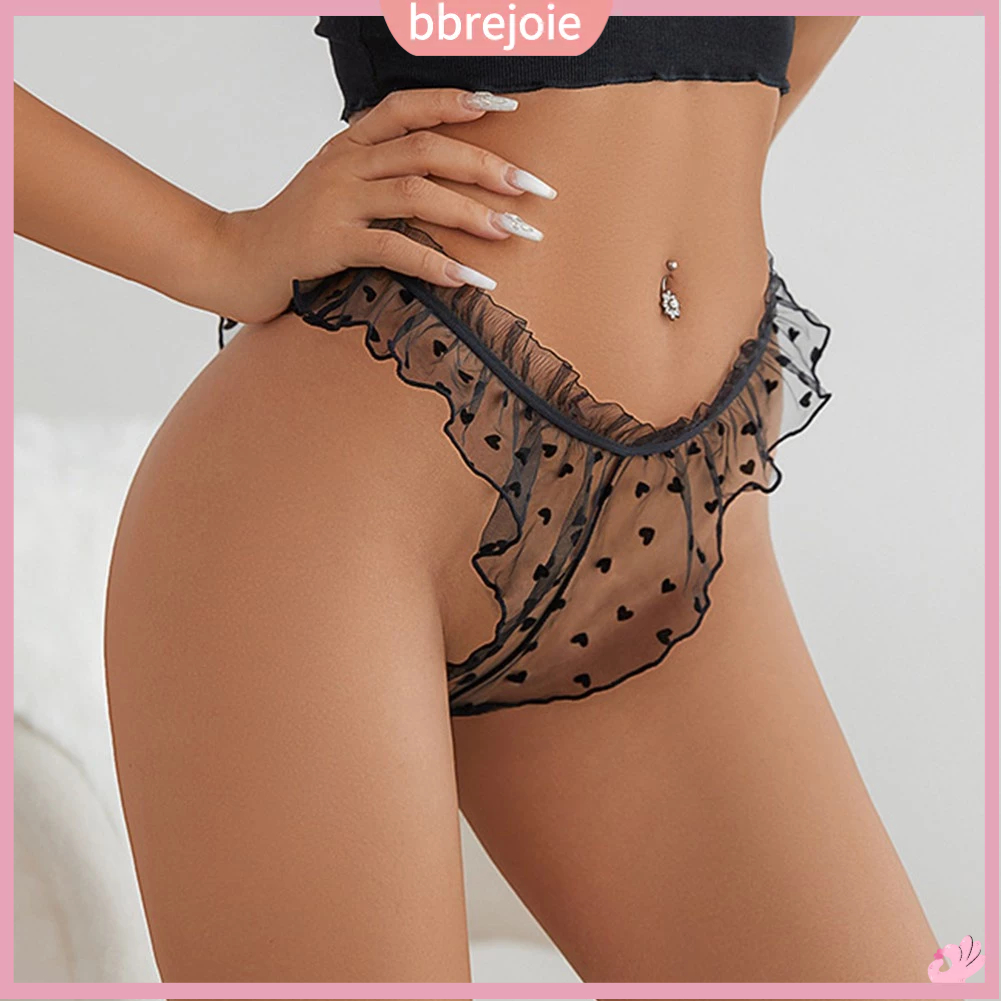 Quần Lót Lưới Polyester Hình Trái Tim Thắt Nơ Cho Nữ Vào Ban Đêm