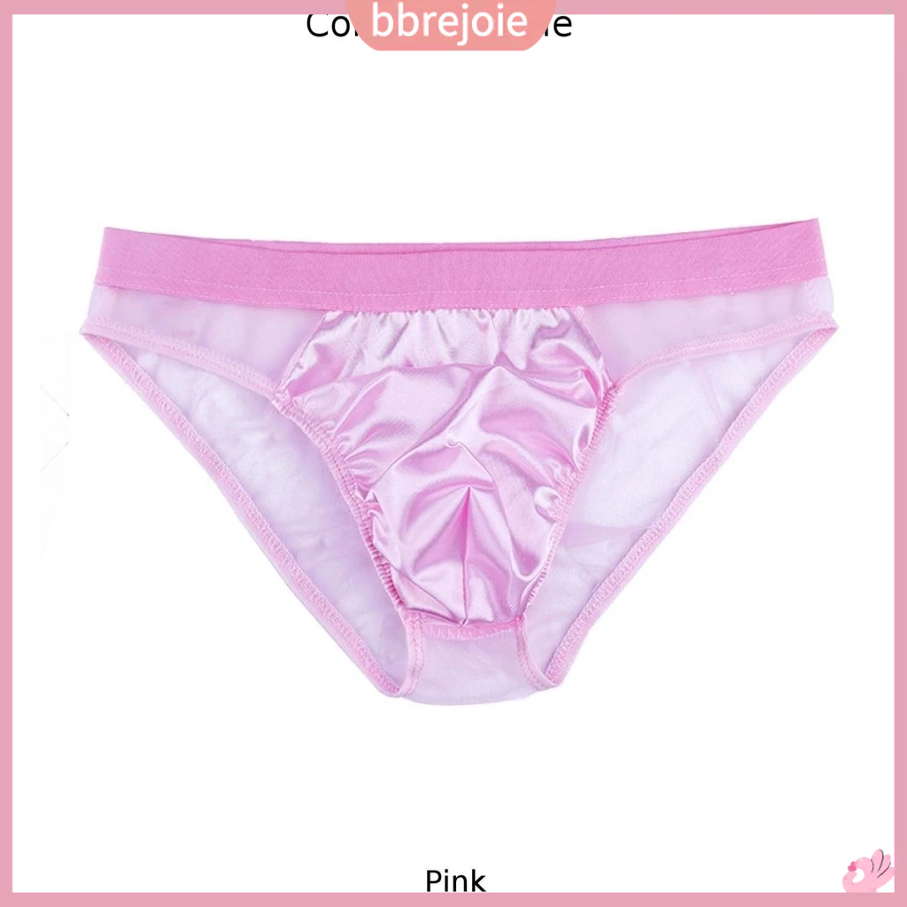 Quần Lót Vải Satin Lưng Thấp Phối Lưới Thời Trang Cho Nam