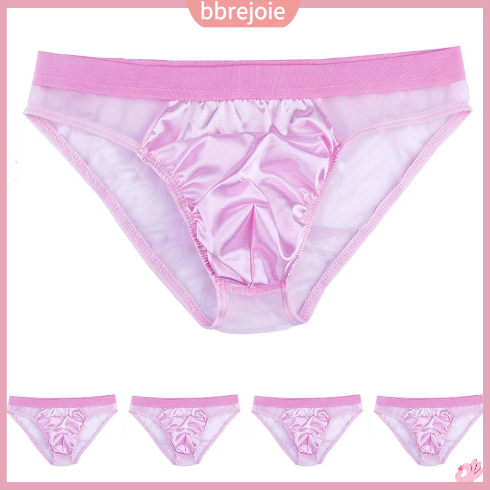 Quần Lót Vải Satin Lưng Thấp Phối Lưới Thời Trang Cho Nam