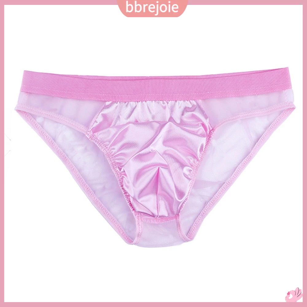 Quần Lót Vải Satin Lưng Thấp Phối Lưới Thời Trang Cho Nam