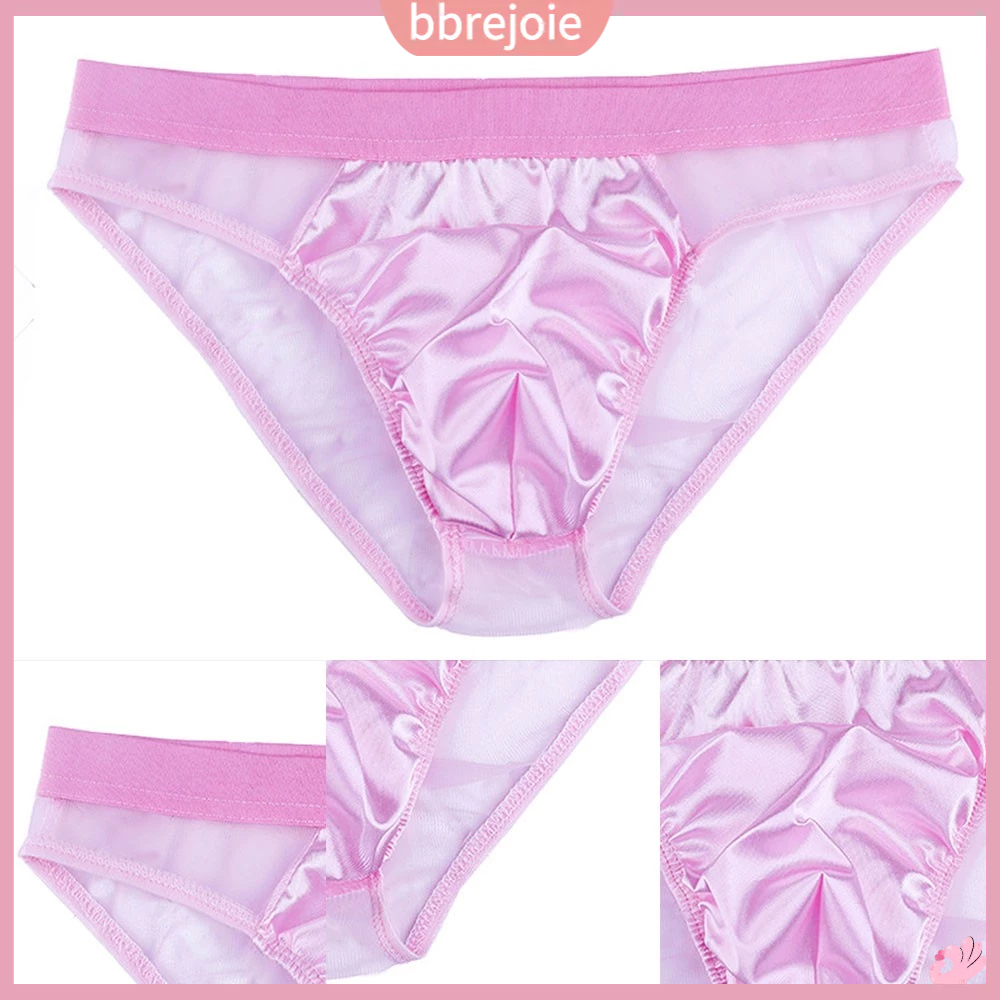 Quần Lót Vải Satin Lưng Thấp Phối Lưới Thời Trang Cho Nam